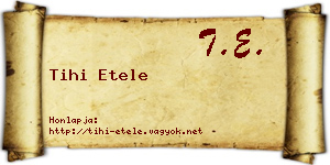 Tihi Etele névjegykártya